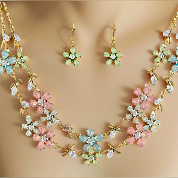 Jewelry - Floral Multicolor Necklace and Earring Set